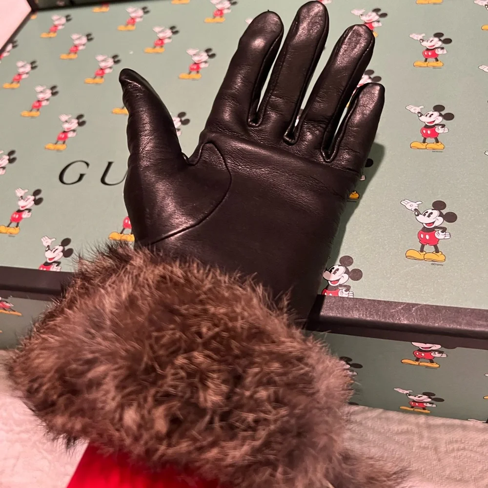 Leather gloves with genuine fur NORDSTROM